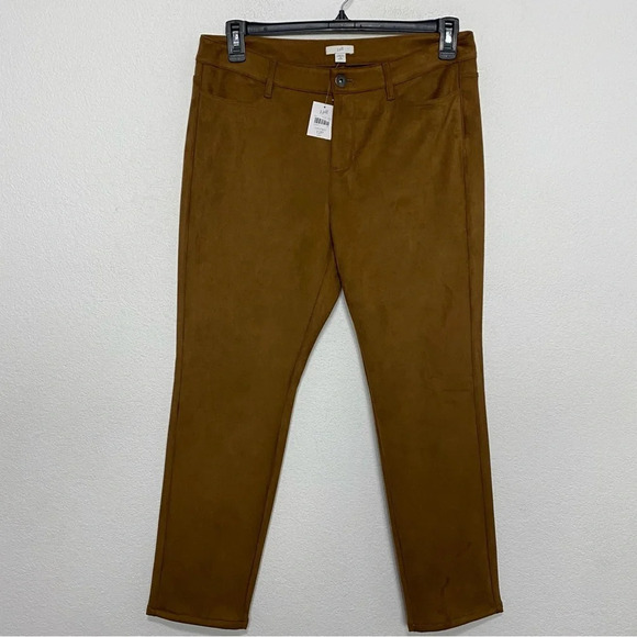 J. Jill "NEW" Chestnut Bohemian Taylor Luxe Faux Suede Preppy Pants Size 12P - Picture 1 of 8